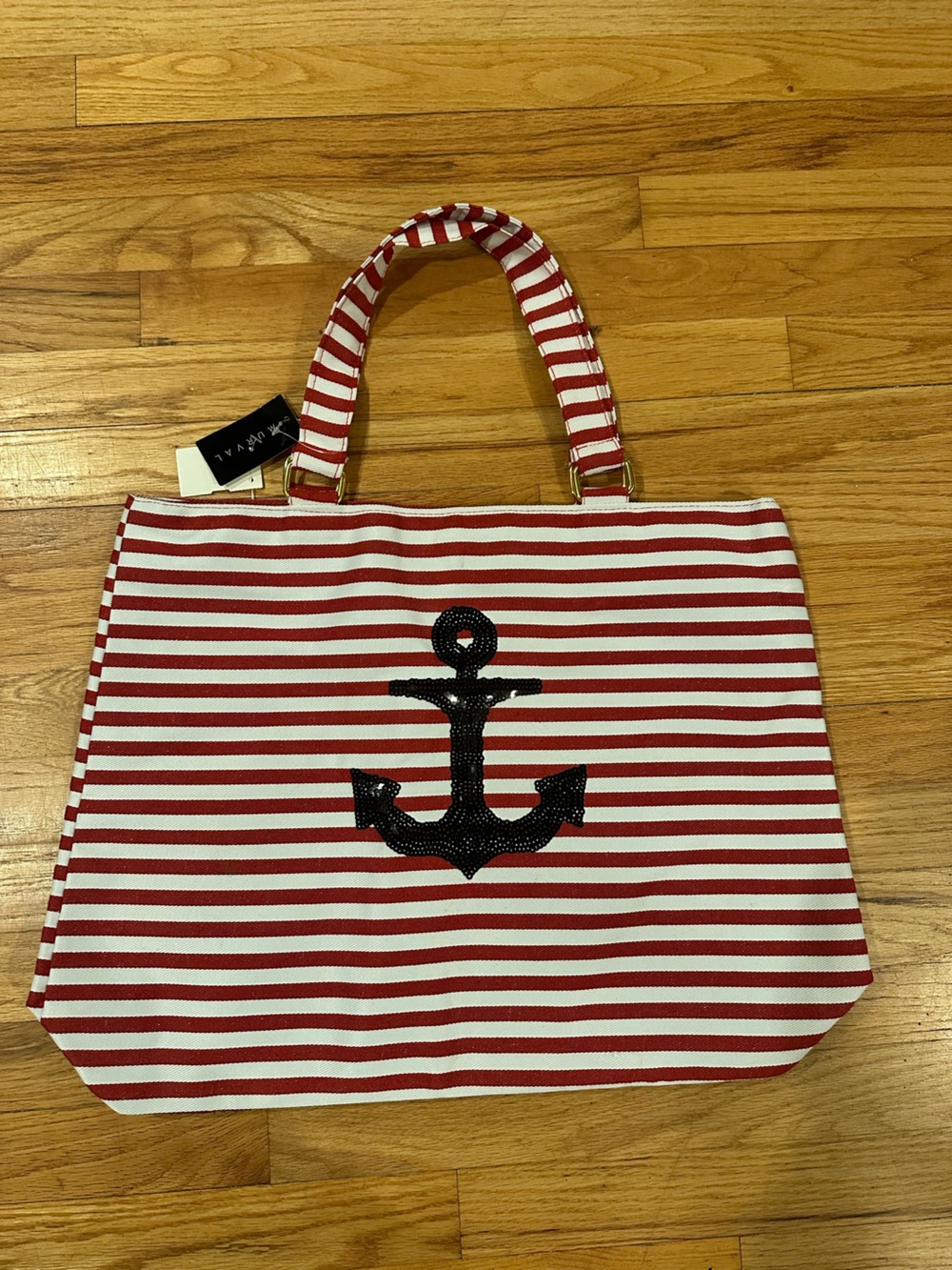 Murval Red Tote with Gold Hardware